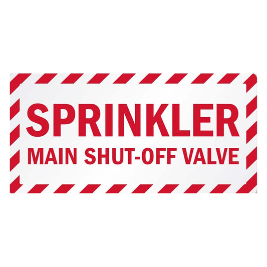 ZING 1898 Sign, Sprinkler Main Shut-Off Valve, 7 x 10 in, Plastic
