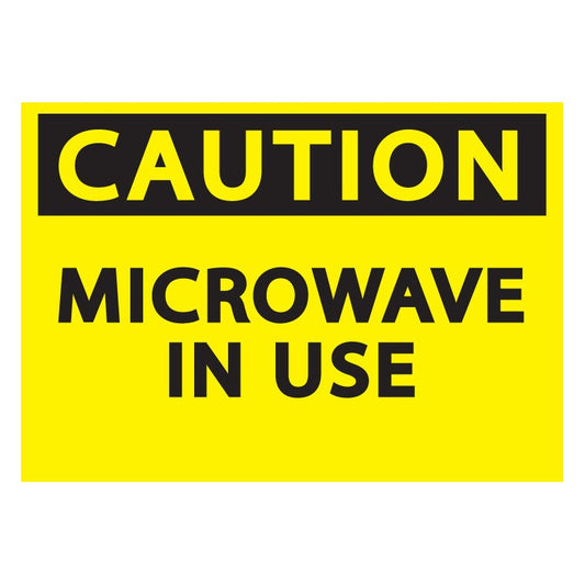 ZING 1909A Sign, Caution Microwave In Use, 7 x 10 in Aluminum