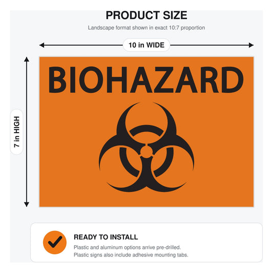 ZING 1912 Biohazard Sign, 7 x 10 in Plastic