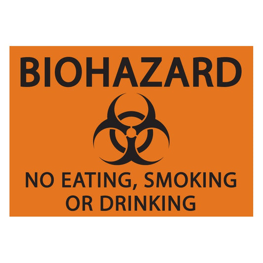 ZING 1922 Biohazard No Eating, Smoking Or Drinking, 7 x 10 in Plastic
