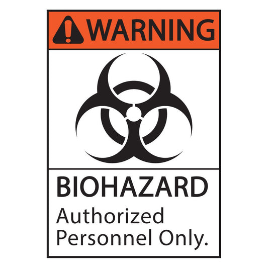 ZING 1924A Warning Biohazard Authorized Personnel Only Sign, 10 x 7 in Aluminum