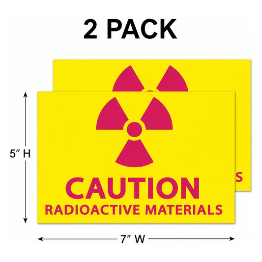 ZING 1928S Caution Radioactive Materials Label 5 x 7 in 2-Pack