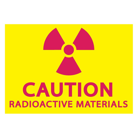 ZING 1929 Caution Radiation Materials Sign, 7 x 10 in, Plastic