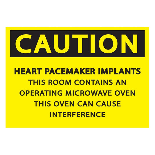 ZING 1937A Caution Heart Pace Maker Implants Sign, 7 x 10 in, Aluminum