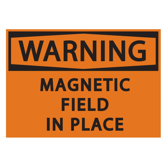 ZING 1938S Warning Magnetic Field In Place Sign, 7 x 10 in Self-Adhesive