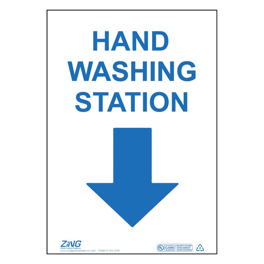 ZING 1962 Sign, Hand Washing Station, 10 x 7 in Plastic