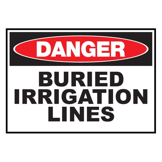 ZING 20001 Sign, Danger, Buried Irrigation Lines, 10 x 14 in Plastic