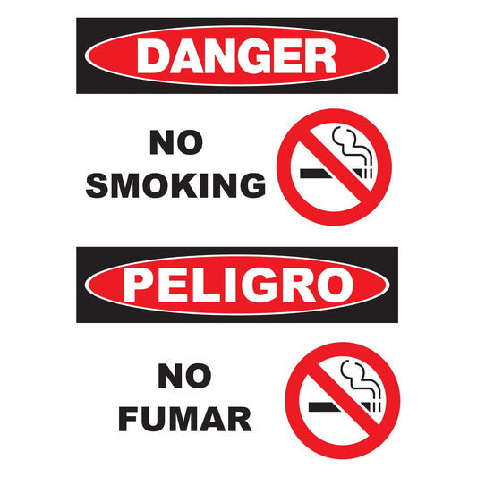 ZING 20025 Sign, Bilingual, Danger, No Smoking No Fumar, 14 x 10 in Plastic
