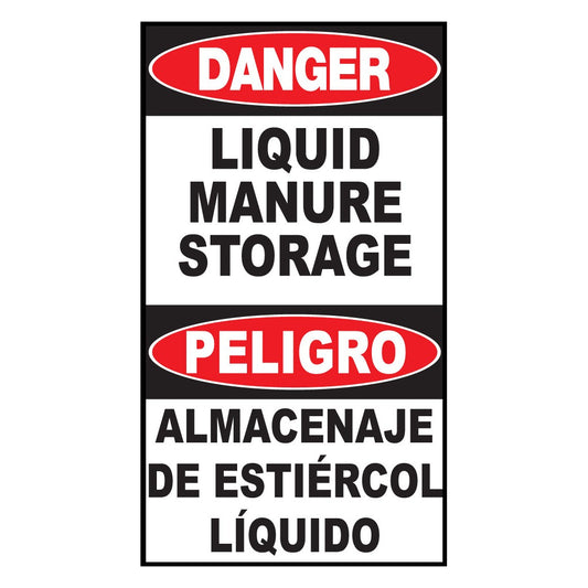 ZING 20030 Sign, Bilingual, Danger, Liquid Manure, plastic