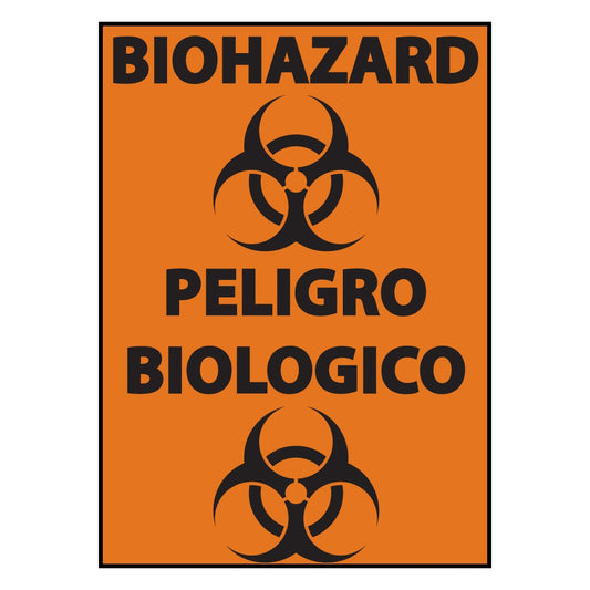 ZING 20056 Sign, Biohazard Peligro Biologico, 14 x 10 in Plastic