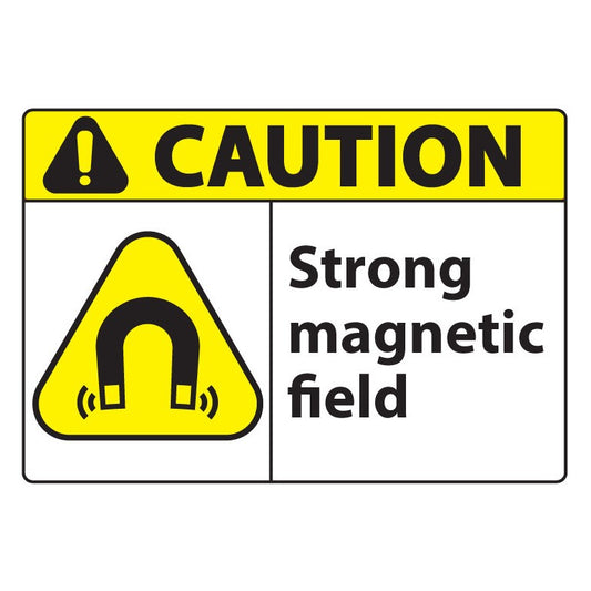 ZING 20072 Sign, Caution Strong Magnetic Field, 10 x 14 in Plastic