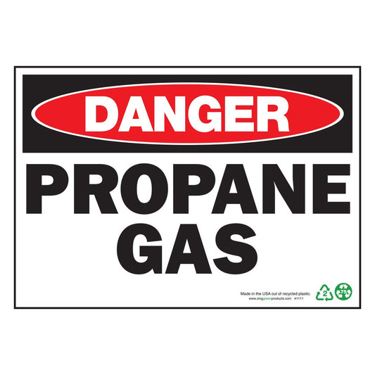 ZING 2111 Sign, Danger Propane Gas, 10 x 14 in, Plastic