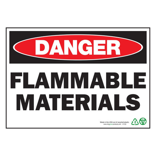 ZING 2123A Safety Sign, Danger Flammable Material, 10 x 14 in, Alum