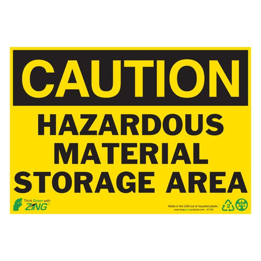 ZING 2150 Sign, Caution Hazardous Material, 10 x 14 in, plastic