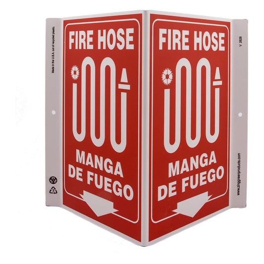 ZING 2628 Safety Sign, Fire Hose Bilingual V