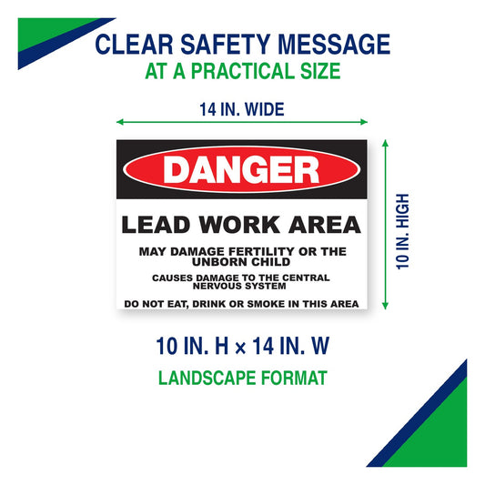 ZING 2658 Sign, Danger, 10 x 14 in, Lead, Plastic