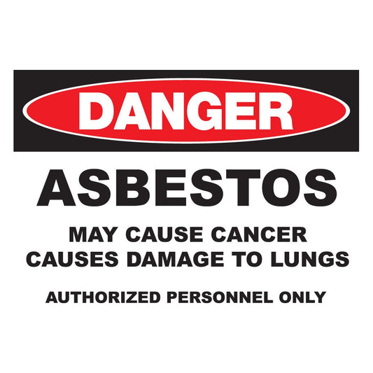 ZING 2659A Sign, Danger, 10 x 14 in, Asbestos, Aluminum