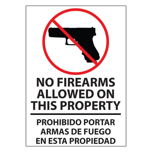 ZING 2765 Security Label, 5 x 7 in, No Firearms Bilingual, 2-Pk