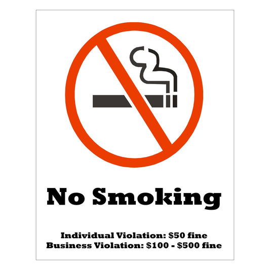 ZING 2865 No Smoking Sign, Tennessee, 14 x 10 in, plastic