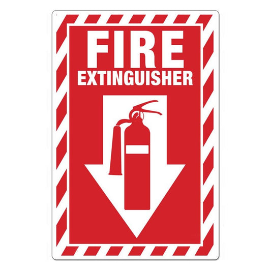 ZING 2887 Sign, Fire Extinguisher, Picto, Down Arrow, 14 x 10 in, Plastic
