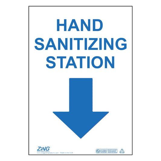 ZING 2963 Sign, Hand Sanitizing Station, 14 x 10 inPlastic