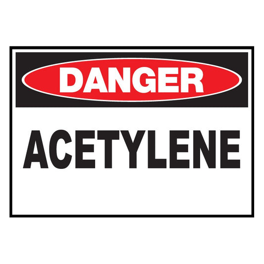 ZING 2969 Sign, Danger, Acetylene, 10 x 14 in, Plastic