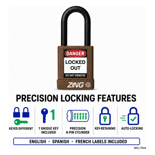 ZING 7044 Padlock, Brown, Keyed Different
