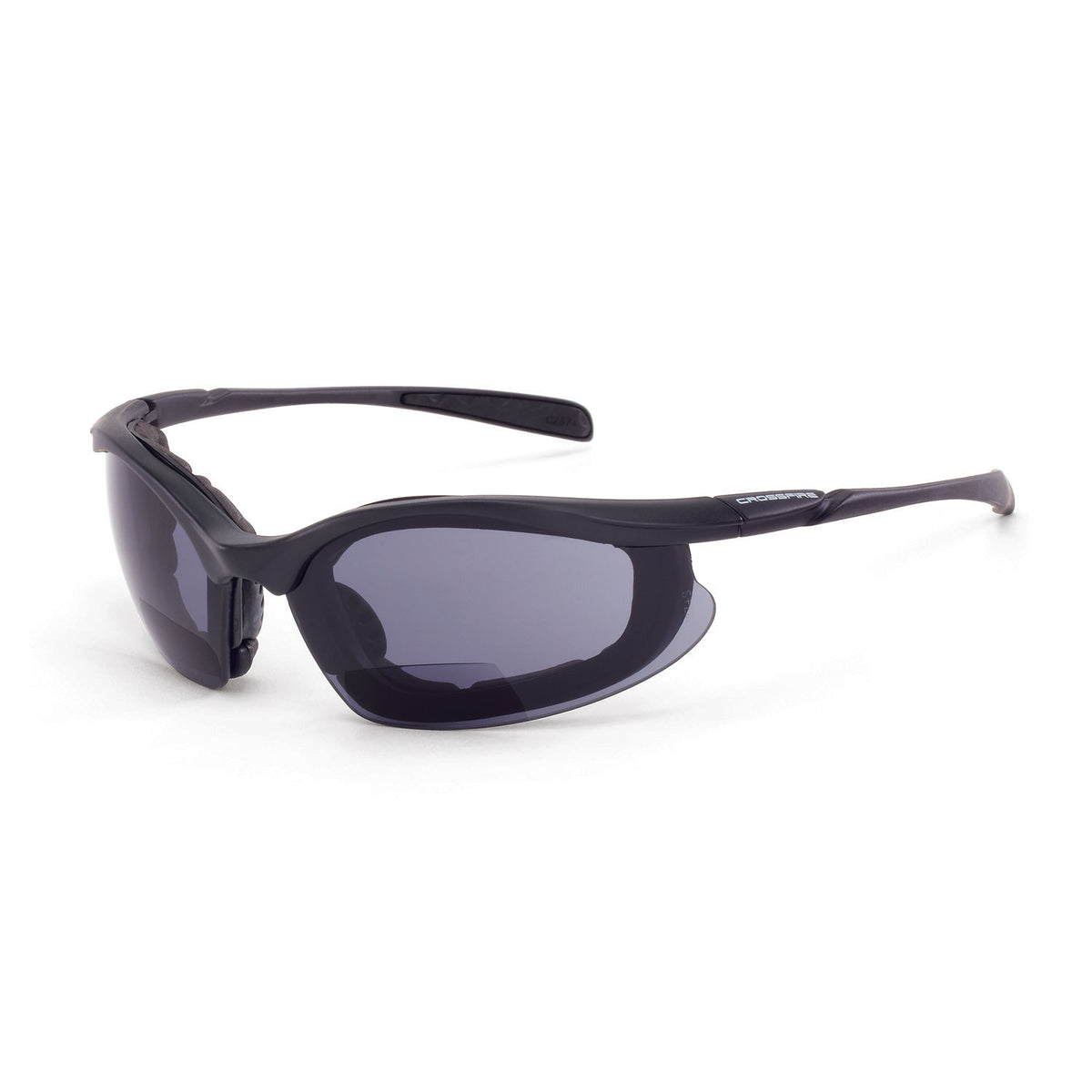 Crossfire CONCEPT-MAG - Concept Foam Lined Magnifier Safety Eyewear - Crystal Black Frame - Clear Lens - 1.5 Diopter - Matte Black / Smoke