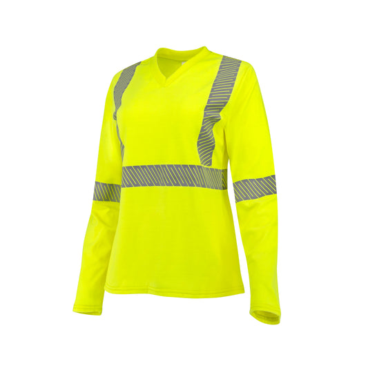 Radians ST921W - Women's Long Sleeve FR T-shirt with Class 3 Segmented Reflective Tape - Hi-Vis Green