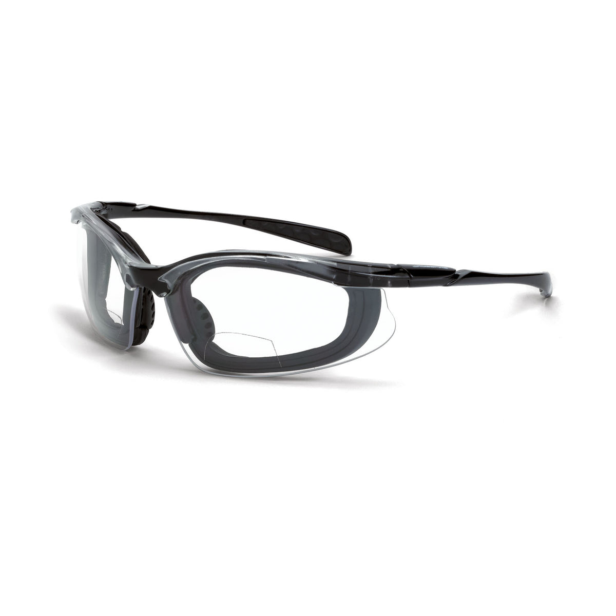 Crossfire CONCEPT-MAG - Concept Foam Lined Magnifier Safety Eyewear - Crystal Black Frame - Clear Lens - 1.5 Diopter - Crystal Black / Clear