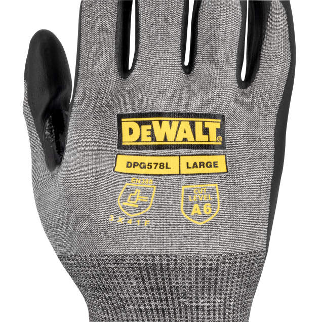 DEWALT DPG578 Touchscreen Foam Nitrile A6 Cut Glove