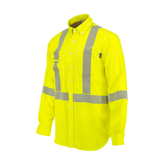 Neese VDH5VSH3 - 5.7 oz Vented Type R Class 3 Segmented Tape DH Air Workshirt - Fluorescent Yellow - Fluorescent Yellow