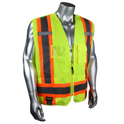 Radians SV020X-2 - Heavy Duty 7-Pocket Tear Away Cruiser Vest X-Back - Hi Vis Green - additional view